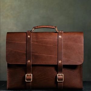 Satchel & Page 4 Way Briefcase BNWOT ($495) Vegetable Tanned Leather Briefcase